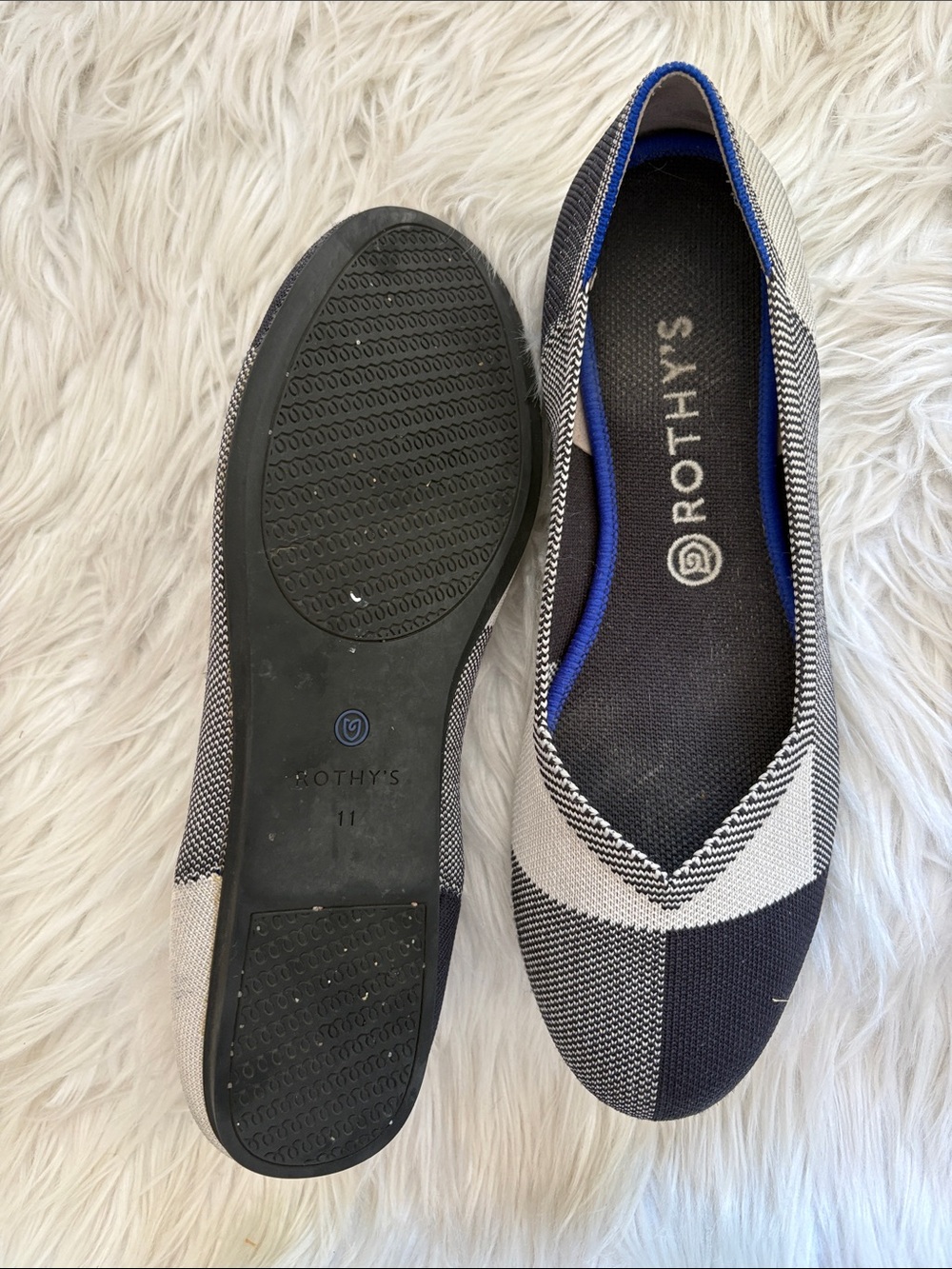 Rothy's Black and White Check Knit Ballet Flats - Picture 3 of 5